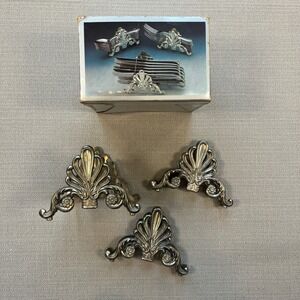 Vintage Silver Plated Buffet Caddies Set of 3 Ornate Shell Flatware Holders